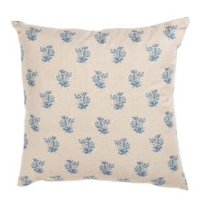 Posy Print Linen Look Cushion in Cornflower Blue