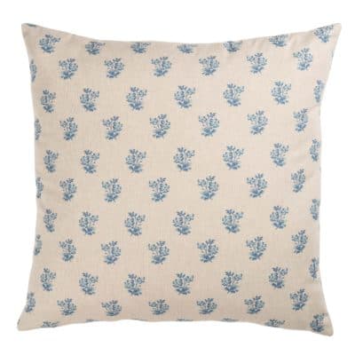 Posy Print Linen Look Extra-Large Cushion in Cornflower Blue