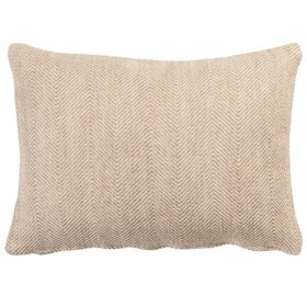 Faux Wool Linen Blend Herringbone Boudoir Cushion in Latte