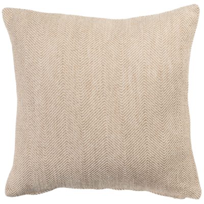 Faux Wool Linen Blend Herringbone Cushion in Latte