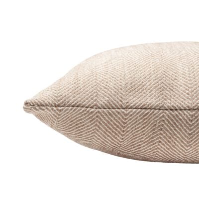 Faux Wool Linen Blend Herringbone Cushion in Latte