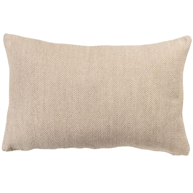 Faux Wool Linen Blend Herringbone XL Rectangular Cushion in Latte