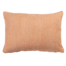 Faux Wool Linen Blend Herringbone Boudoir Cushion in Burnt Orange