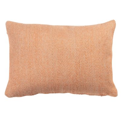 Faux Wool Linen Blend Herringbone Boudoir Cushion in Burnt Orange