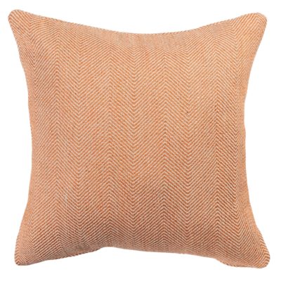 Faux Wool Linen Blend Herringbone Cushion in Burnt Orange