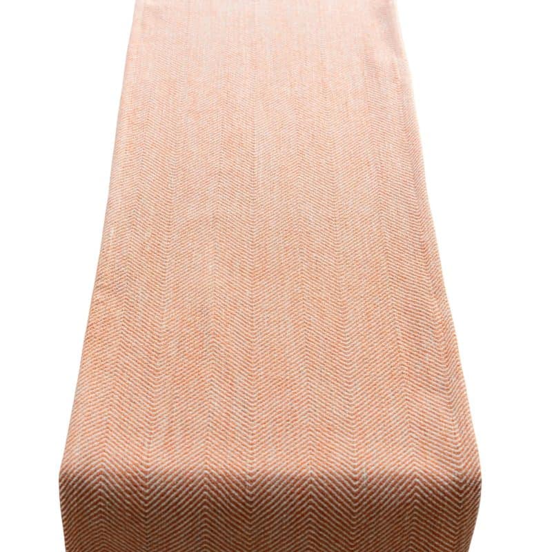 Faux Wool Linen Blend Herringbone Table Runner in Burnt Orange