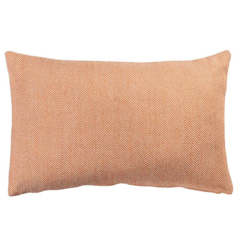 Faux Wool Linen Blend Herringbone XL Rectangular Cushion in Burnt Orange