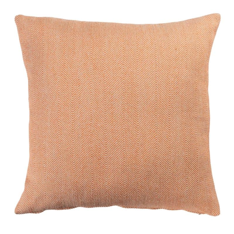 Faux Wool Linen Blend Herringbone Extra-Large Cushion in Burnt Orange