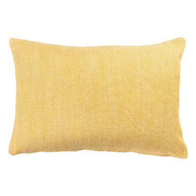 Faux Wool Linen Blend Herringbone XL Rectangular Cushion in Ochre Yellow