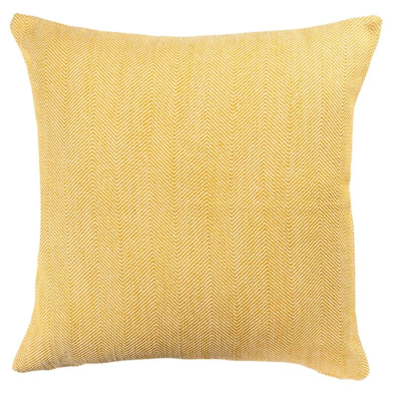 Faux Wool Linen Blend Herringbone Extra-Large Cushion in Ochre Yellow