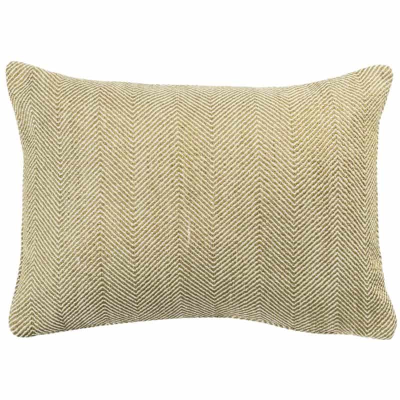 Faux Wool Linen Blend Herringbone Boudoir Cushion in Green