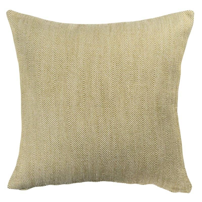 Faux Wool Linen Blend Herringbone Cushion in Green