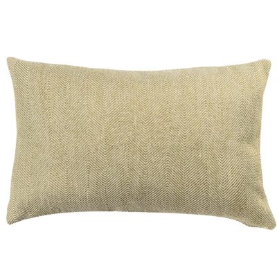 Faux Wool Linen Blend Herringbone XL Rectangular Cushion in Green