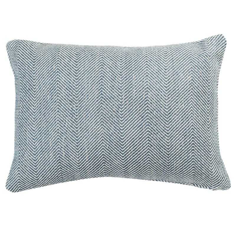 Faux Wool Linen Blend Herringbone Boudoir Cushion in Navy Blue