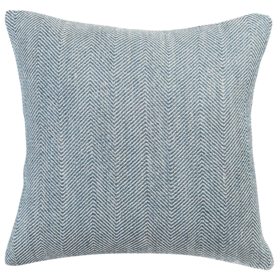 Faux Wool Linen Blend Herringbone Cushion in Navy Blue