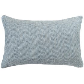 Faux Wool Linen Blend Herringbone XL Rectangular Cushion in Navy Blue