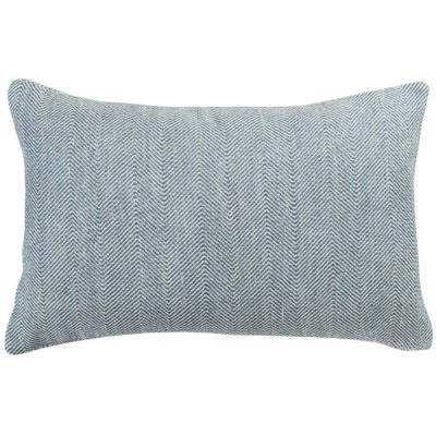 Faux Wool Linen Blend Herringbone XL Rectangular Cushion in Navy Blue