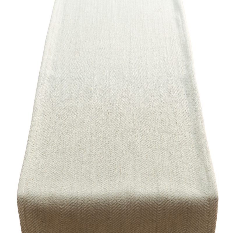 Faux Wool Linen Blend Herringbone Table Runner in Duck Egg Blue