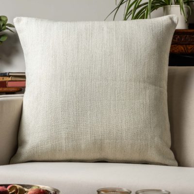 Faux Wool Linen Blend Herringbone Extra-Large Cushion in Duck Egg
