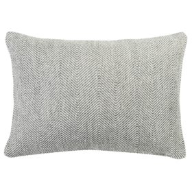 Faux Wool Linen Blend Herringbone Boudoir Cushion in Grey