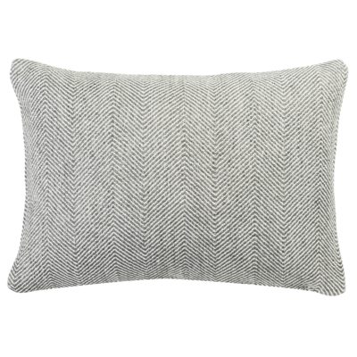 Faux Wool Linen Blend Herringbone Boudoir Cushion in Grey