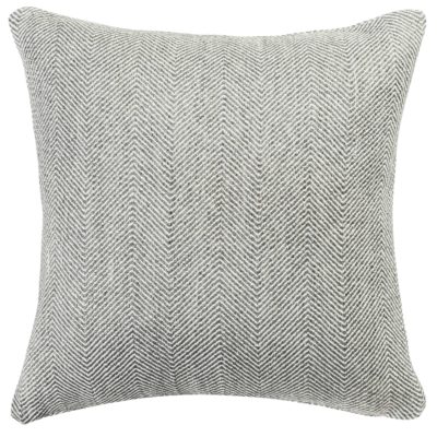 Faux Wool Linen Blend Herringbone Cushion in Grey