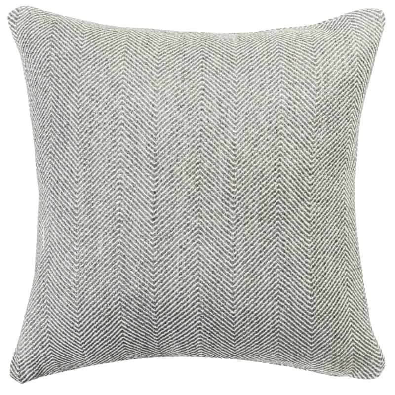 Faux Wool Linen Blend Herringbone Cushion in Grey