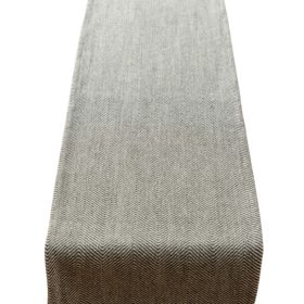 Faux Wool Linen Blend Herringbone Table Runner in Grey