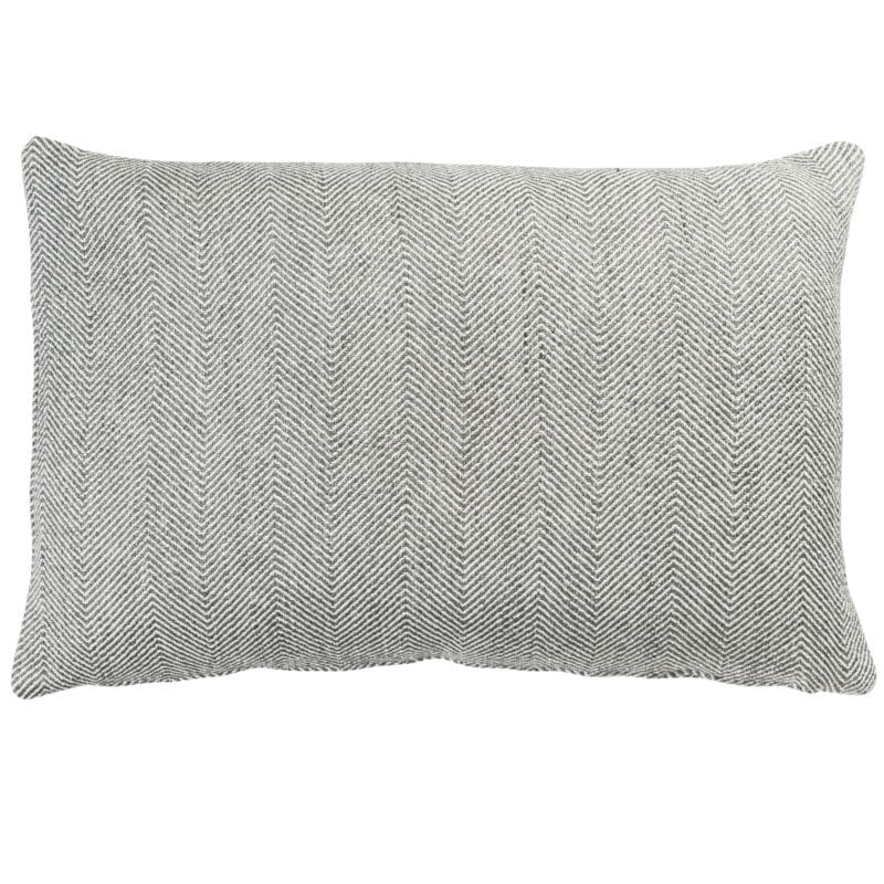 Faux Wool Linen Blend Herringbone XL Rectangular Cushion in Grey