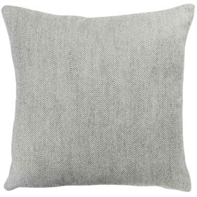 Faux Wool Linen Blend Herringbone Extra-Large Cushion in Grey