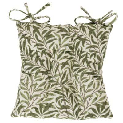 Willow Branch Tapestry Quilted Seat Pad in Green
