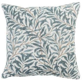 Willow Branch Tapestry Cushion in Duck Egg Blue