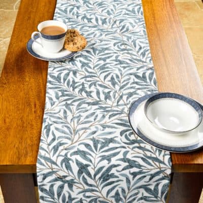 Willow Branch Tapestry Table Runner in Duck Egg Blue