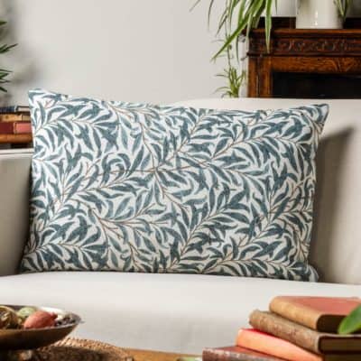 Willow Branch Tapestry XL Rectangular Cushion in Duck Egg Blue