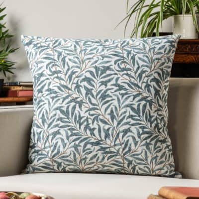 Willow Branch Tapestry Extra-Large Cushion in Duck Egg Blue