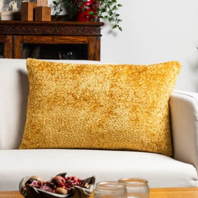 Cuddle Chenille Boucle XL Rectangular Cushion in Ochre Yellow
