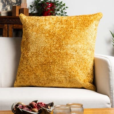 Cuddle Chenille Boucle Extra-Large Cushion in Ochre Yellow