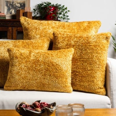 Cuddle Chenille Boucle Extra-Large Cushion in Ochre Yellow