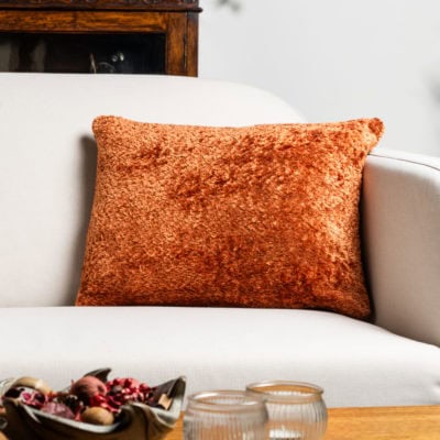 Cuddle Chenille Boucle Boudoir Cushion in Burnt Orange