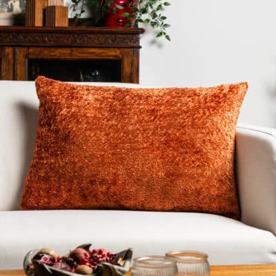 Cuddle Chenille Boucle XL Rectangular Cushion in Burnt Orange