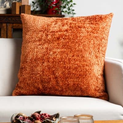 Cuddle Chenille Boucle Extra-Large Cushion in Burnt Orange