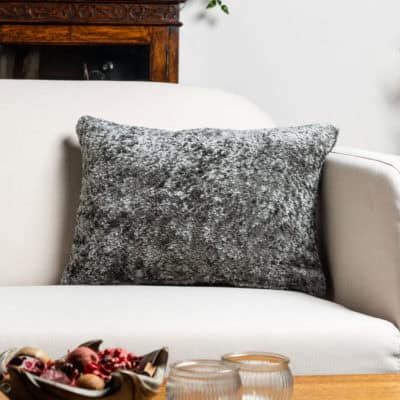 Cuddle Chenille Boucle Boudoir Cushion in Silver