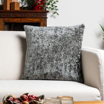 Cuddle Chenille Boucle Cushion in Silver