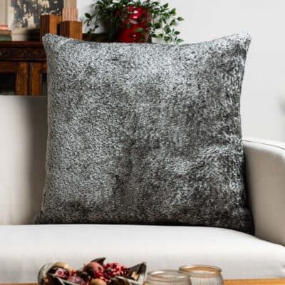 Cuddle Chenille Boucle Extra-Large Cushion in Silver