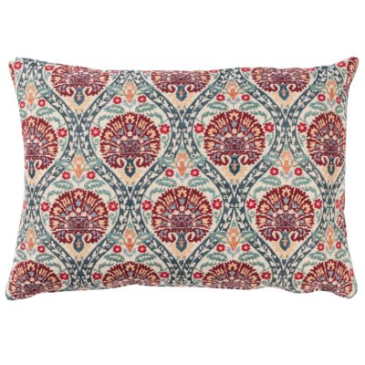 Palace Courtyard Tapestry Boudoir Cushion in Claret