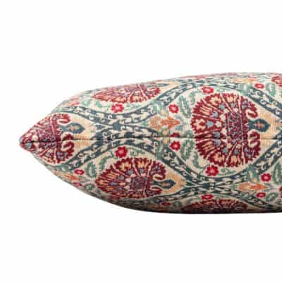 Palace Courtyard Tapestry Boudoir Cushion in Claret