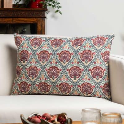 Palace Courtyard Tapestry XL Rectangular Cushion in Claret