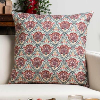 Palace Courtyard Tapestry Extra-Large Cushion in Claret
