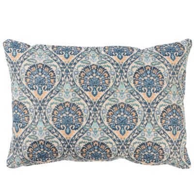 Palace Courtyard Tapestry Boudoir Cushion in Blue