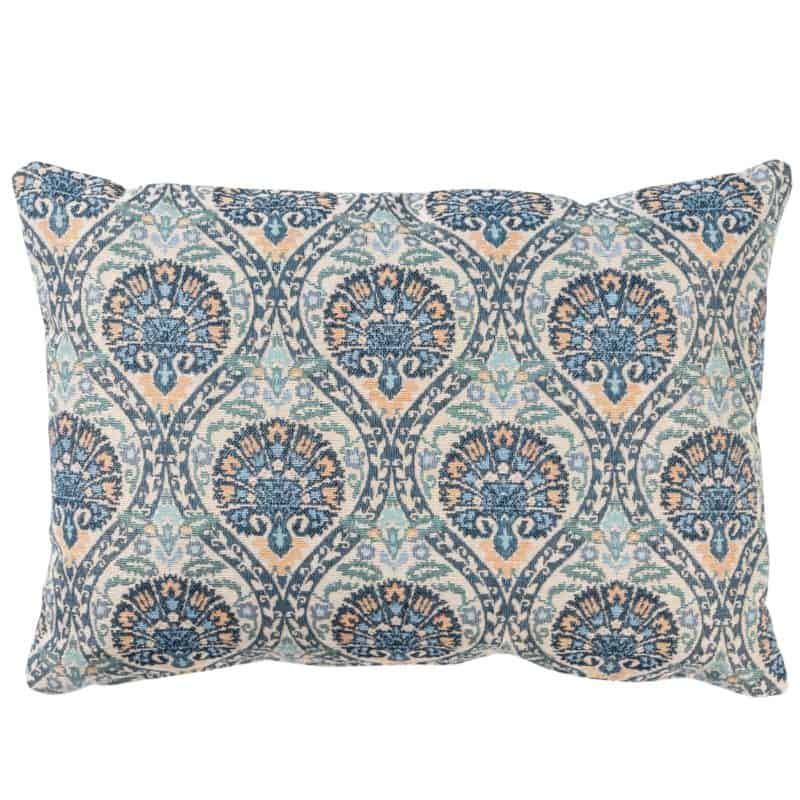 Palace Courtyard Tapestry Boudoir Cushion in Blue